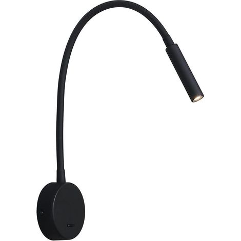 applique De Lecture Noir, Lampe Col De Cygne Flexible Led 3w 3000k Fixation Liseuse Murale 240v Avec Interrupteur Pour Chambres Salon Intrieur Sal (1/5)