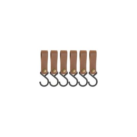 Lot de 6 Crochets en Forme de S en Cuir,Crochets en S en Acier Inoxydable pour Accrocher des Casseroles,Casseroles,Tasses à café,Vêtements,Ustensiles d'extérieur（Kaki）