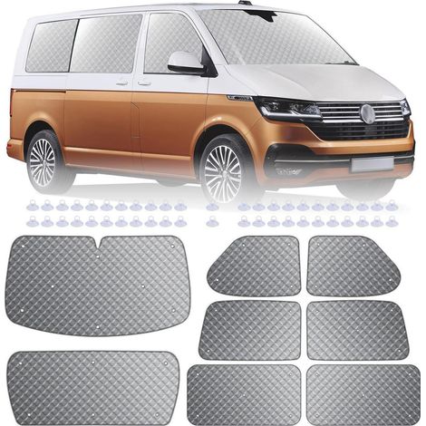 Jeu de 8 rideaux thermiques occultants pour VW T4 SWB, pare-soleil intérieur luxe (1/5)