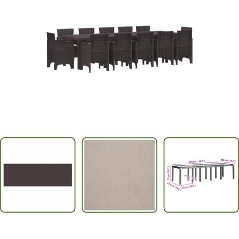 Chaises extérieures -  Ensemble de salle à manger pour jardin 13 pcs Marron et Taupe (1/5)