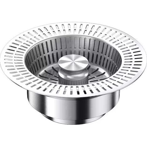 Crépine d'évier de cuisine en acier inoxydable, filtre anti-obstruction Grands trous de drainage pour cuisine, salle de bain et plan de travail (1/4)