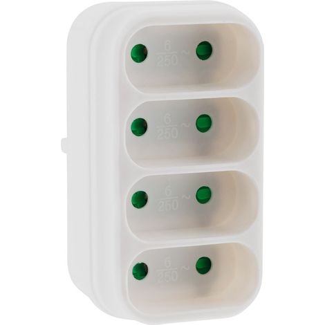 Quadriplite Blanc 6a Multi-prise 4 Voies Murale - Hbf (1/5)