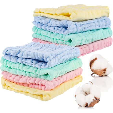 Ensemble de 8 langes en mousseline pour bébé, couvertures carrées douces, serviettes de bain pour nouveau-nés. (1/5)