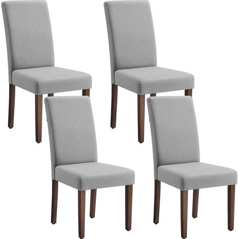 Vasagle – Lot de 4 chaises de salle à manger – Dossier haut ergonomique – Assise épaisse 12 cm – Structure en bois d’hévéa – Dimensions 58 x 48 x 100 cm – Gris tourterelle (1/5)