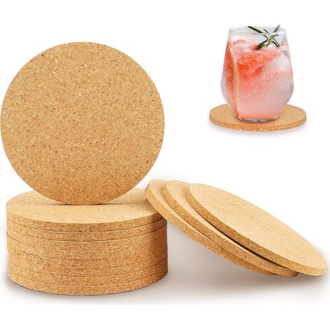Lot de 12 sous-verres ronds en liège naturel, épais et résistants à la chaleur, parfaits pour la maison, le bar, la table basse ou comme cadeau de pendaison de crémaillère ou pour la cuisine. (1/5)