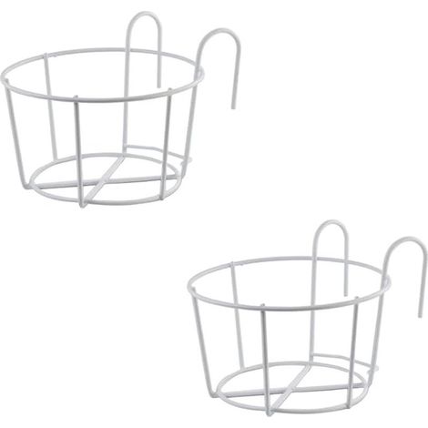 Support Fleurs Rond - 2 Pièces - Métal Fer Blanc - Crochet Suspendu Anti-rouille - Balcon Jardin Clture - 20x15,2x11 cm (1/5)