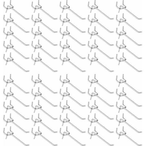50 ganchos para tableros perforados, ganchos para estantes de pared para exhibiciones de tableros perforados, garajes, talleres, herramientas, almacenamiento, ganchos para estantes de pared, DEBUNS (1/5)