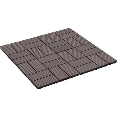 Lot de 22 dalles de terrasse en composite bois-plastique (WPC) brun foncé de 30 x 30 cm (1/5)
