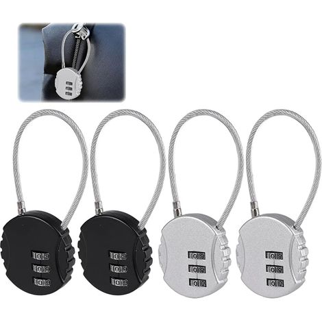 Cadenas à Câble Réinitialisable Cadenas code Casier Cadenas à Combinaison Chiffres Sécurité Câble Flexible Valise Sac de Voyage Casier Clôture (1/3)