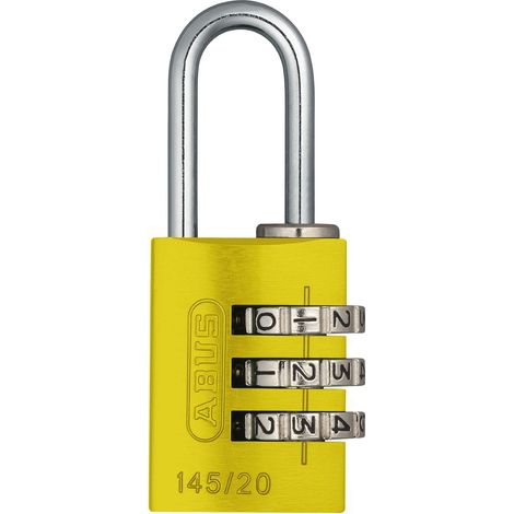 ABUS 46572 145/20 20mm Aluminium Combination Padlock Yellow 46572 ABU14520YEL