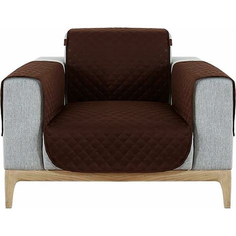 Single-seater sofa cover with anti-slip silicone particles and adjustable elastic strap, quilted waterproof sofa cover for pets, children, dogs, cats (chair) (1/5)