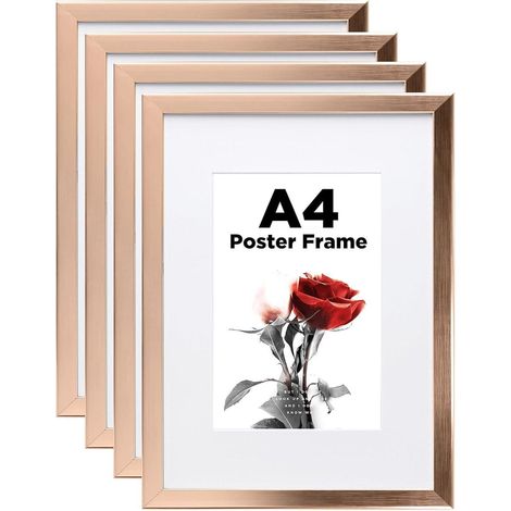 Bilderrahmen A4 Holz Acrylglas Passepartout A5 DIN A4 4er Rose Gold