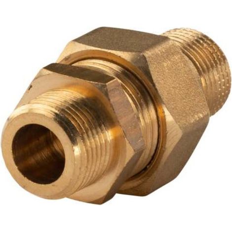 Messing Gewinde-Fitting Verschraubung gerade flachdichtend 3/8"AG - 3/8"AG (DN 10) - schwere Ausführung