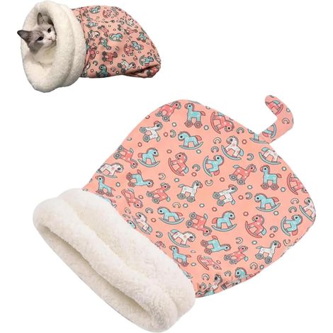Sac de couchage pour chat - un lit confortable pour animaux de compagnie, doux, moelleux, lavable et adapté aux chats d'intérieur (C)