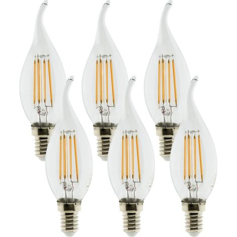 Pack de 6 ampoules LED Déco filament 3W E14 Coup de vent