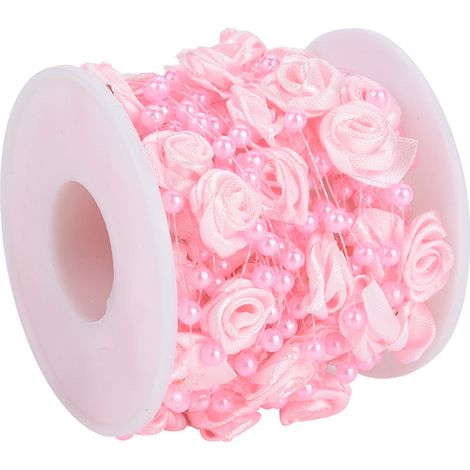 Guirlande de perles de perles artificielles roses (10 m/rouleau) pour décoration de mariage DIY (rose) (1/5)