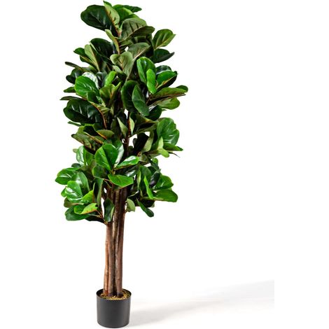 Higuera artificial con hojas de violín 150 x 17 cm realista decorativa ambiente acogedor verde PP 200018813