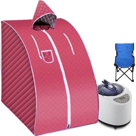 Kit de sauna portatif Tente à vapeur portable, sauna, bain à domicile, 1000 W, 2,0 L, comprend une chaise pliable, facilite l'insomnie, support de tuyau en acier inoxydable Tente de sauna personnelle (1/5)