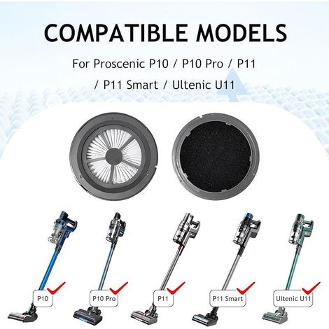 FOREHILL 3 pièces Accessoires de filtre HEPA pour Proscenic P10, P10 Pro, P11, P11 Smart, Ultenic U11 Robot Vacuumer, Filtre multi-investisseur