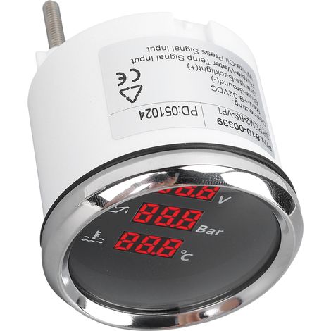 Voltmètre numérique étanche de 52 mm pour mesurer la tension, la pression d'huile et la température de l'eau, avec rétroéclairage rouge, idéal pour les bateaux, les yachts et les camping-cars (9-32 V (1/5)