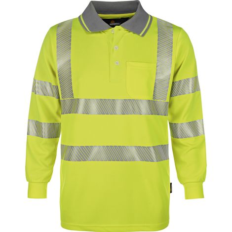 Triuso Vizwell Warnschutz-Langarmpolo VWPS32 Gr. 2XL leuchtgelb/marine (1/2)