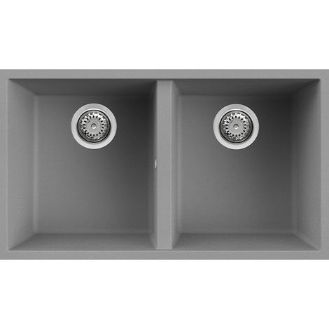 Lavello Elleci Incasso 2 vasche 76x43,5 Quadra 350 Sottotop Granitek Grigio Cemento LGQ35048BSO