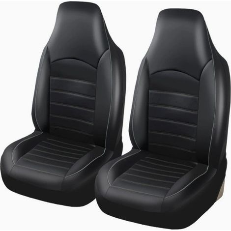 Housse de siège de voiture, housses de siège de voiture avant en polyuréthane, housses de siège de sport automobile avec dossier bas, compatible avec airbag, ajustement universel (1/4)