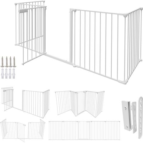 SWANEW Barrière de sécurité Cheminée XL 310cm Pare-feu Sécurité Enfant Fixation murale 5 Éléments acier.Bianco (1/5)