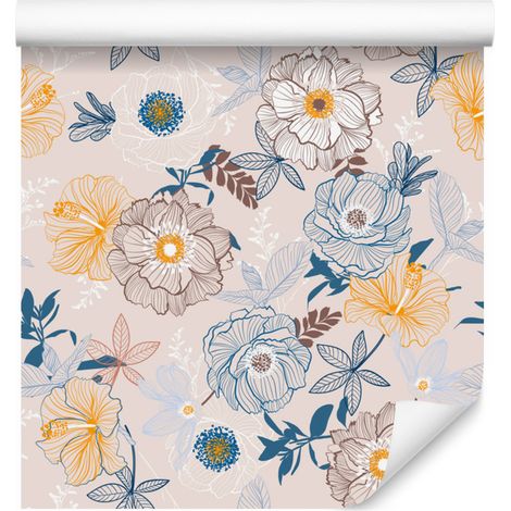 Papier peint fleuri délicat et coloré pour salon et chambre 50x1000 cm (1/5)