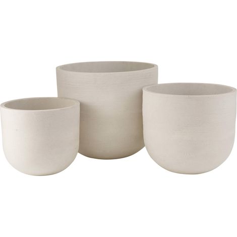 Cachepot rond en céramique blanc finition lisse pour plante - Blanc mat céramique naturel