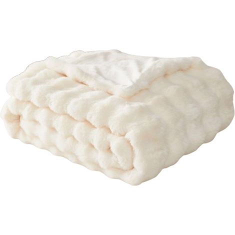 Couverture en fausse fourrure douce et moelleuse, couverture légère et câline, 1 pièce blanche (1/5)