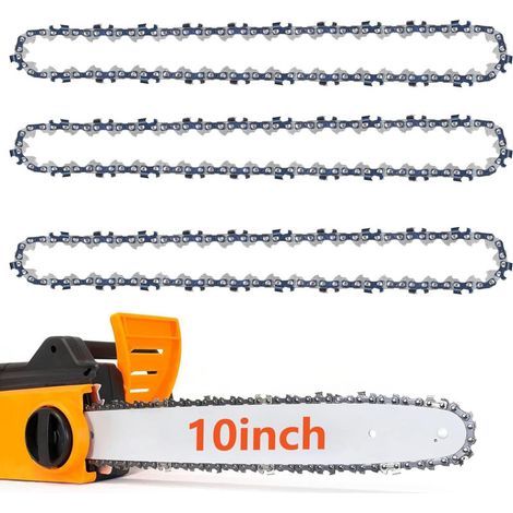 Lot de 3 chaînes de tronçonneuse 3/8" LP Pas 0,050" (1,3 mm) pour barre de 25 cm, 40 maillons d'entraînement – Chaîne de tronçonneuse à faible retour, chaîne de rechange compatible avec plus et (1/4)