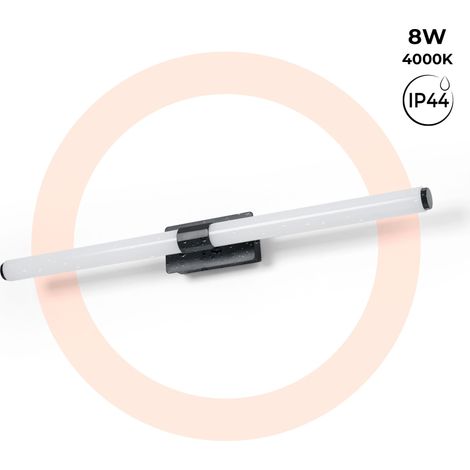 Aplique LED Tubular Para Baño - 8W - IP44 - 60cm - Negro