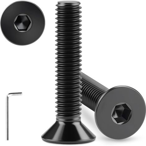 60pcs Vis à Tête Fraisée Vis Inox M4x10mm Vis Tete Plate Hexagonale Boulons Inox M4 Norme DIN 7991 avec Clé Allen Filetage Complet pour Machines Appareils et Meubles (1/5)