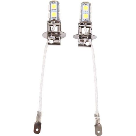 6500K H3 Ampoule h3 LED 2Pcs H3 5050 Blanc 9 SMD LED Xenon DC 12V lampe de brouillard de voiture ampoules LED 6500K Antibrouillard Avant Ampoule de Phare Blanc de Xénon de Voiture Automatique (1/5)