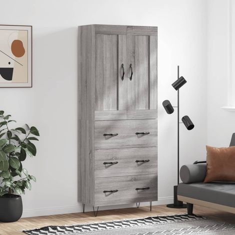 Buffet haut,Bahut,Meuble de Rangement,Buffet de cuisine Sonoma gris 69,5x34x180 cm Bois d'ingénierie CIV777247 (1/5)
