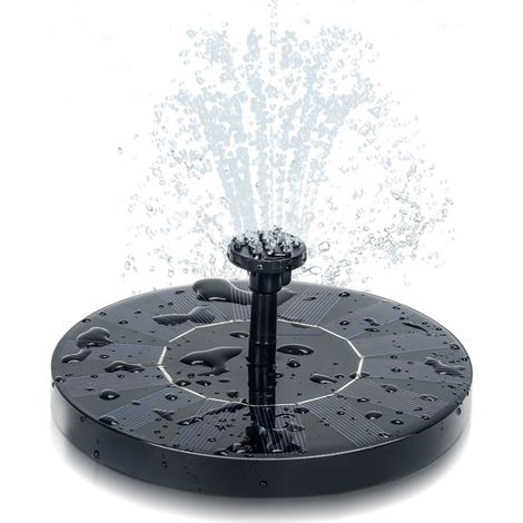 Randaco Solarpumpe 1.5W Brunnen Gartenbrunnen mit 6 Fontänenstilen Solar-Wasserpumpe Springbrunnenpumpe Solar-Teichpumpe Solar-Schwimmbrunnenpumpe Schwarz