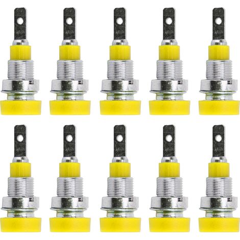 Lot de 10 connecteurs banane en laiton de 2 mm pour panneaux, destinés aux équipements électroniques industriels (jaune) (1/5)