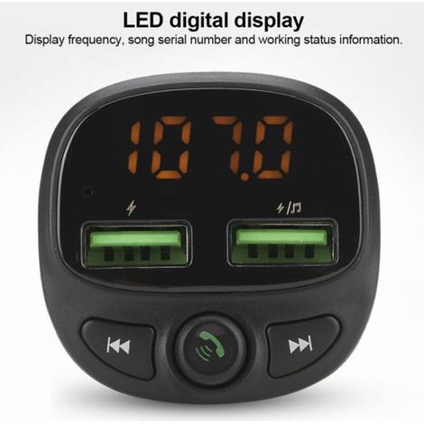 Transmetteur FM Bluetooth pour voiture, double USB, adaptateur Audio, appel mains libres, lecteur MP3 (1/4)