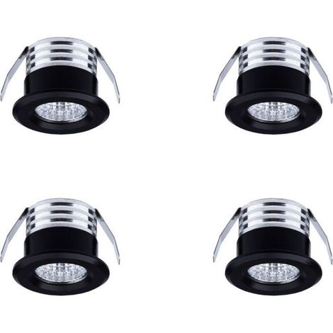 Mini spots LED encastrés - YYV - Lot de 4 - 3 W - Lumière neutre - Noir (1/3)