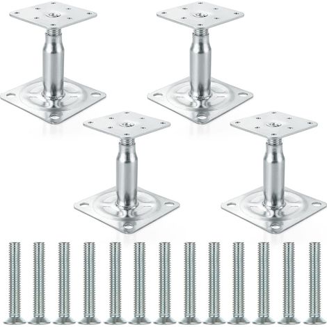Lntyq Lot de 4 supports de poteau surélevés galvanisés réglables de 100 à 150 mm, support de toit robuste pour construction