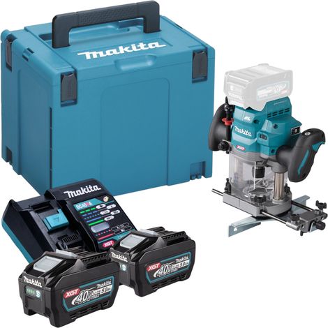 Makita RP 001 GT201 Fresatrice a batteria 40 V max. 12 mm senza spazzole + 2x batteria 5,0 Ah + caricabatterie + Makpac (1/5)