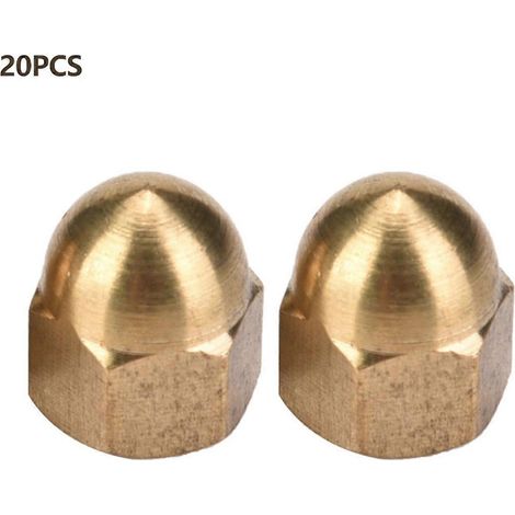 Messing-Hutmuttern-Set mit Kuppelkopf und Sechskantmuttern, Fahrzeugbefestigungen (M5, 20 Stück)