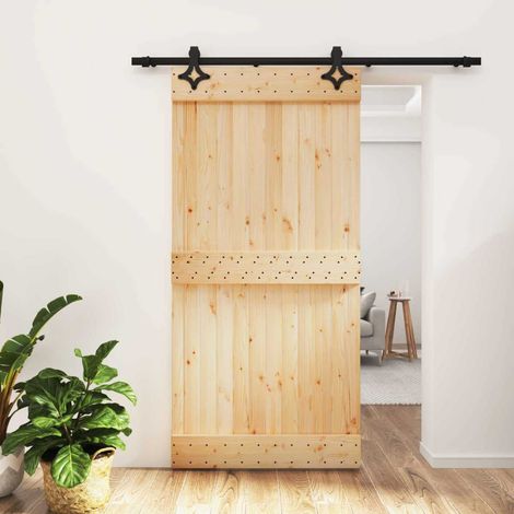 vidaXL Porta scorrevole Naturale e Nero 100 x 210 cm