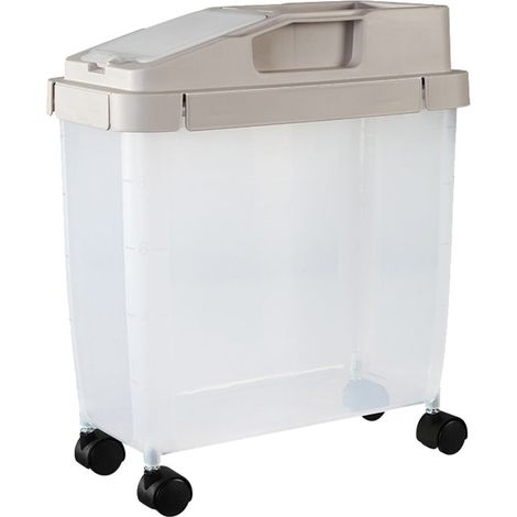 Contenant De Stockage Alimentaire - Bac À Riz Étanche 20 Lb - Avec Cuillère-Mesure Et Roulettes - ABS Transparent