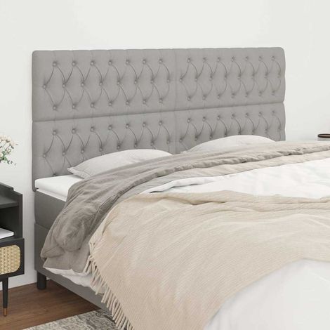 Tête de lit 180 cm gris clair en tissu, hauteur réglable avec pieds en bois - PANGIVO (1/5)