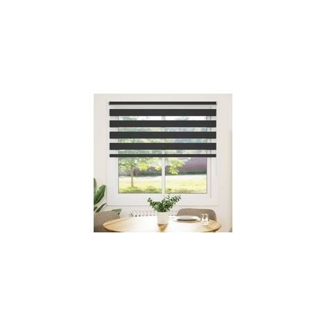 Rollo mit Zebramuster, 120,9 x 175 cm, Stoffbreite 116,7 cm, schwarz - Crezuo