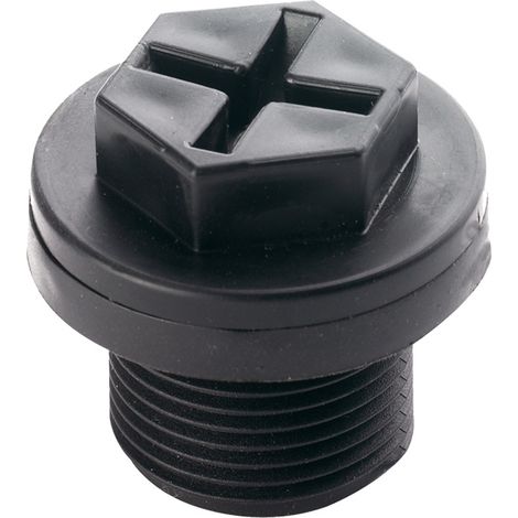 Bouchon de vidange gros débit Ø26/34 – Filetage 1" – Pour récupérateur d'eau – Noir – Belli