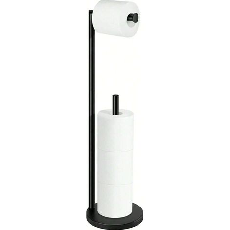 1 porte-papier toilette noir sur pied avec rangement