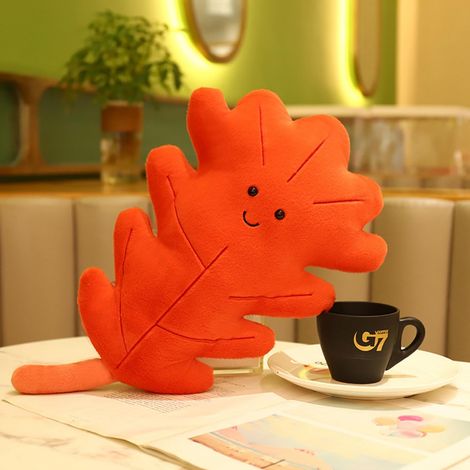 Coussin en peluche douce en forme de feuille rouge, peluche animal en forme de feuille rouge, décoration intérieure, idéal pour les anniversaires et les fêtes avec vos proches, 40 cm (1/5)